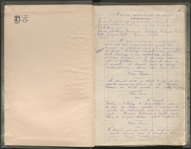 Délibérations du conseil municipal. 11 août 1929-16 août 1964