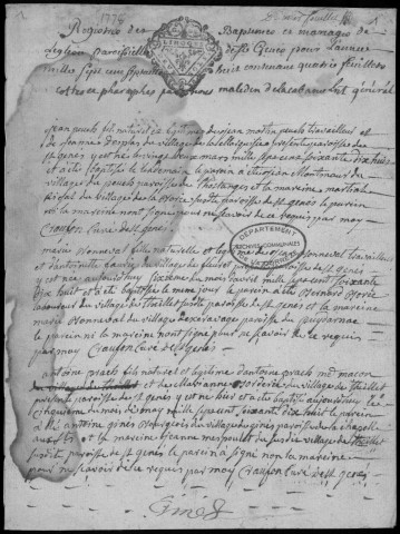 Baptêmes, mariages, sépultures (1778-1791)