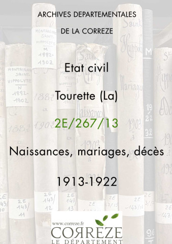 Naissances, mariages, décès (1913-1922).