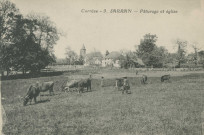 Sarran : "Corrèze - 9. Sarran - Pâturage et église".