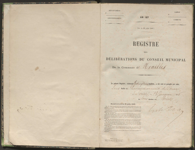 Délibérations du conseil municipal. 16 janvier 1876-7 juin 1891
