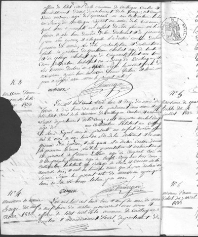 Naissances, mariages, décès (1833-1842)