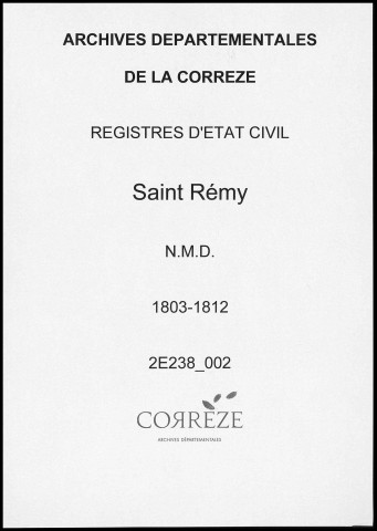 Naissances, mariages, décès (1803-1812)