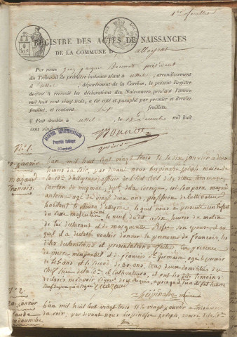 Naissances, mariages, décès (1823-1832)