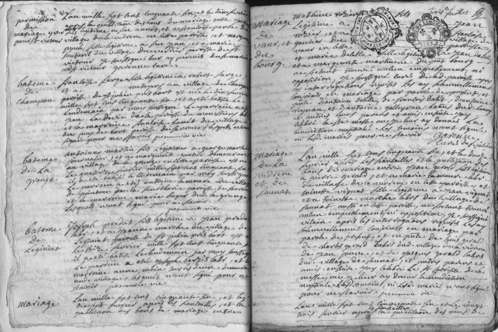 Baptêmes, mariages, sépultures (1756-1773)