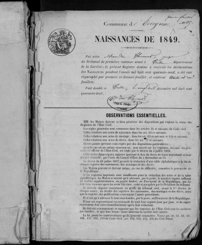 Naissances (1849-1858)