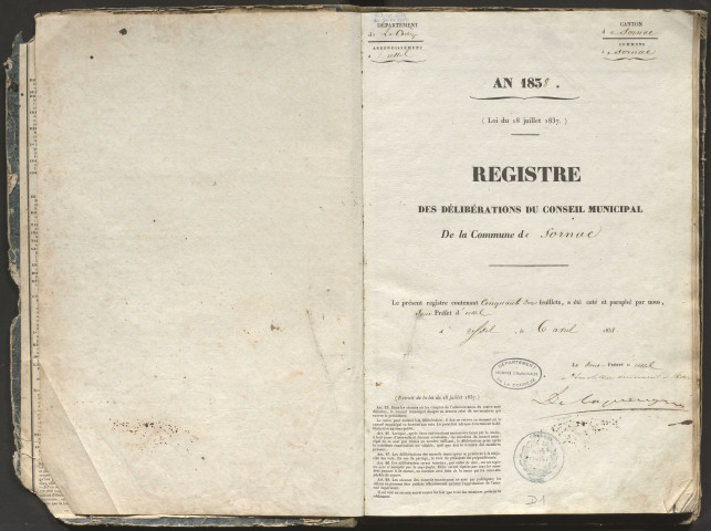 Délibérations du conseil municipal. 20 mai 1838-15 mai 1859