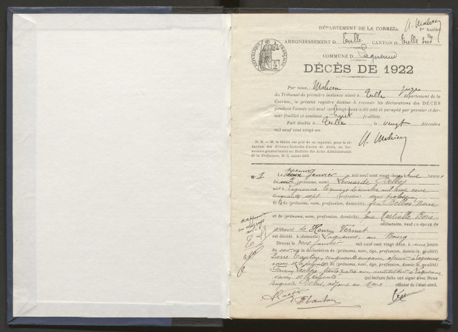 Décès (1922-1932).