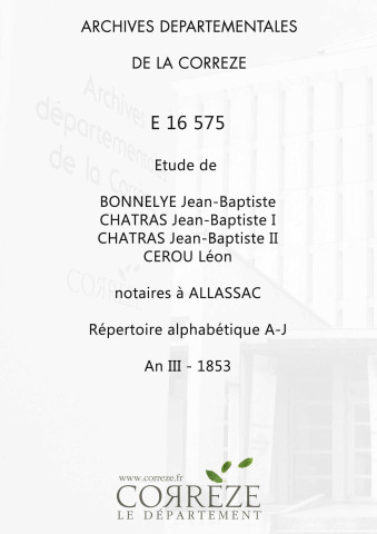 Répertoire alphabétique : A-J