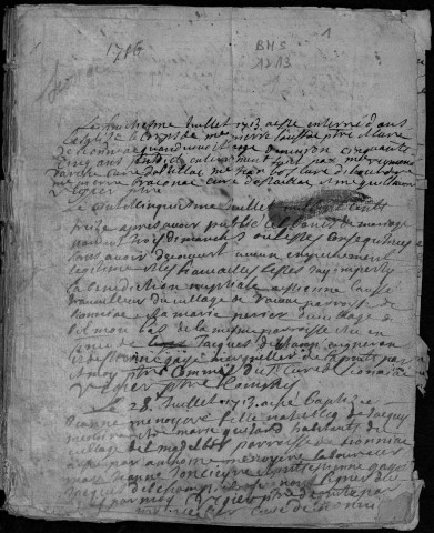 Baptêmes, mariages, sépultures (1713-1752)