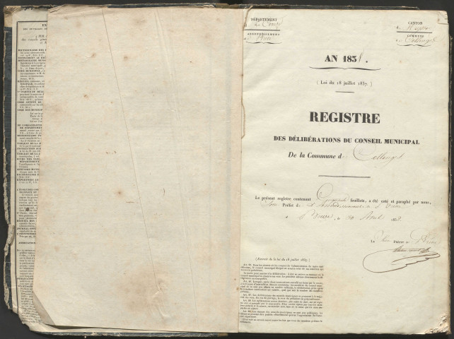 Délibérations du conseil municipal. 13 mai 1838-18 avril 1848