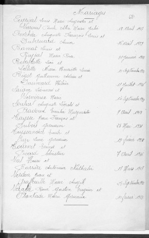 Tables décennales des mariages (1923-1932)