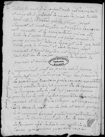 Naissances, mariages, décès (1793-1802)