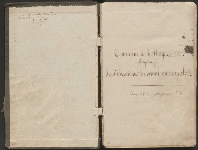Délibérations du conseil municipal. 07 mai 1865-16 janvier 1876