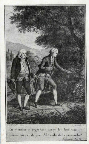 "En montant et regardant parmi les buissons, je pousse un cri de joie. Ah ! voilà de la pervenche !".