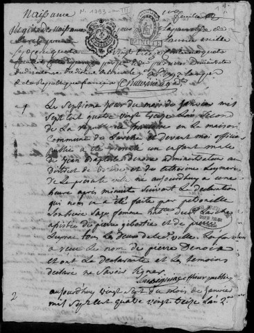 Naissances, mariages, décès (1793-1800)