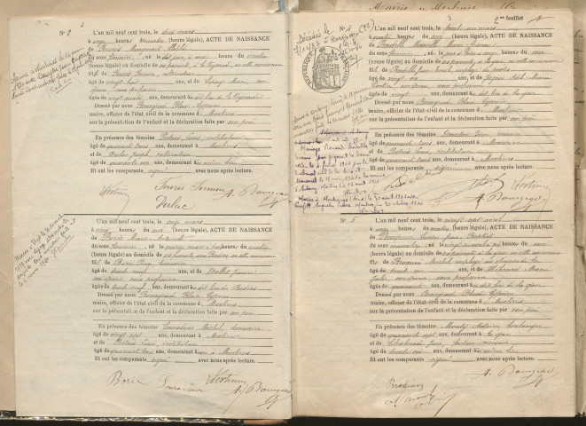 Naissances, mariages, décès (1903-1912).