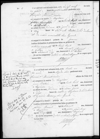 Naissances, mariages, décès (1863-1872)