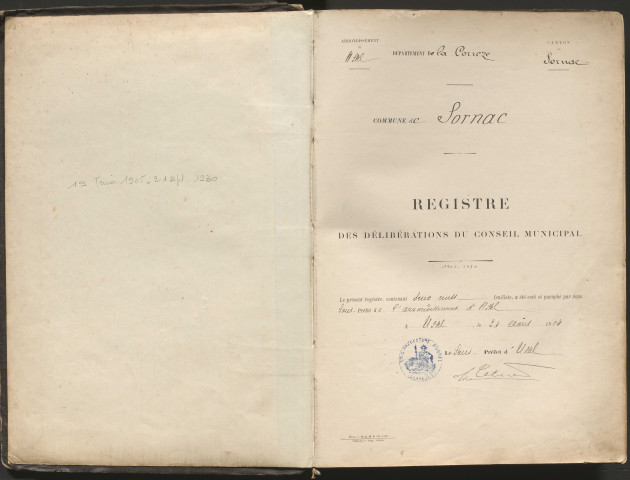 Délibérations du conseil municipal. 19 février 1905-21 septembre 1930