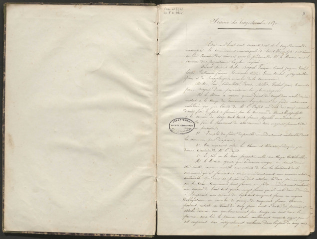 Saint-Hippolyte. Délibérations du conseil municipal. 13 novembre 1870-16 mai 1886