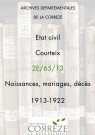 Naissances, mariages, décès (1913-1922).