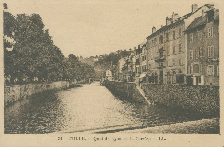 Tulle : "34 Tulle. - Quai de Lyon et la Corrèze".