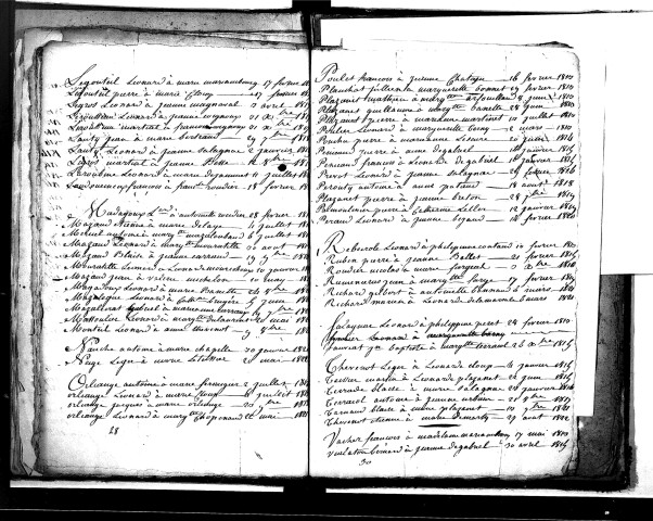 Tables décennales des mariages (1813-1822)