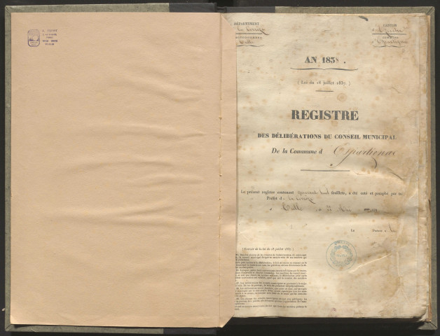 Délibérations du conseil municipal. 10 juin 1838-13 novembre 1881