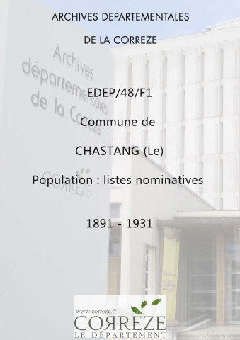 Population : listes nominatives. 1891-1931