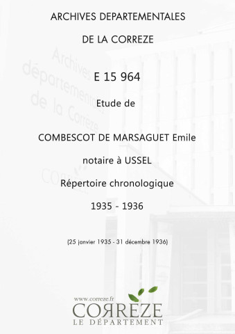 Répertoire chronologique : 25 janvier 1935-31 décembre 1936