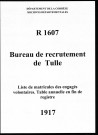 Classe 1917 : table alphabétique de la liste des engagés volontaires.