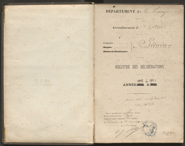 Délibérations du conseil municipal. 19 mai 1912-21 septembre 1924