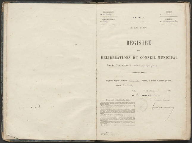 Délibérations du conseil municipal. 20 mai 1877-19 août 1883