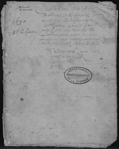 Baptêmes, mariages, sépultures (1670-1762)