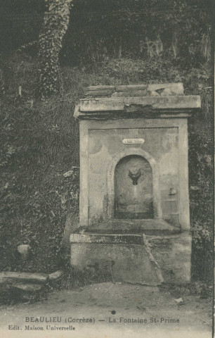 Beaulieu-sur-Dordogne : "Beaulieu (Corrèze) - La fontaine St-Prime".