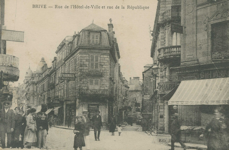 Brive-la-Gaillarde : "Brive - Rue de l'Hôtel-de-ville et rue de la République".