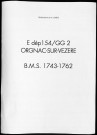 Baptêmes, mariages, sépultures (1743-1762)