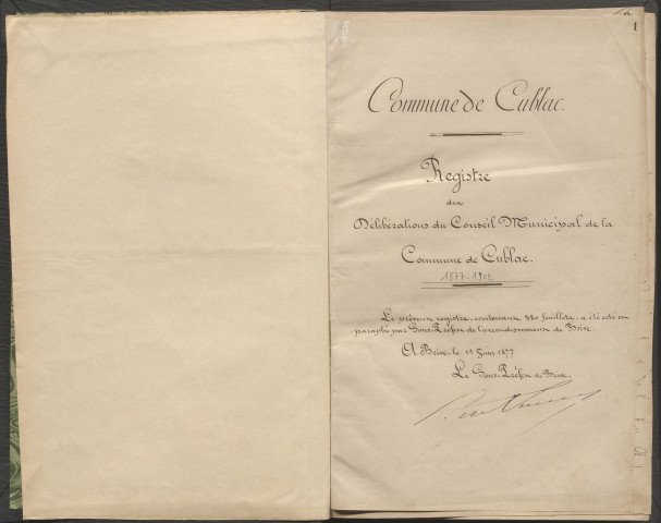 Délibérations du conseil municipal. 27 juin 1877-28 septembre 1902