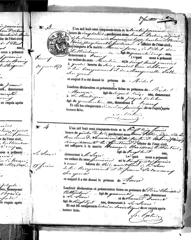 Naissances, mariages, décès (1853-1862)