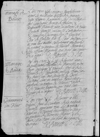 Baptêmes, mariages, sépultures (1700-1721)