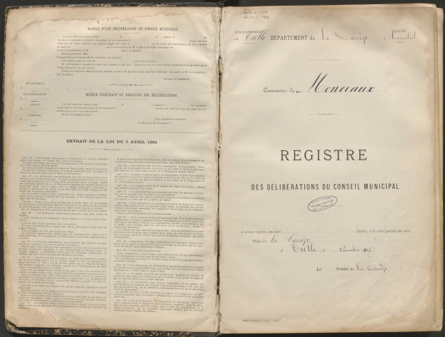 Délibérations du conseil municipal. 10 novembre 1907-24 février 1929