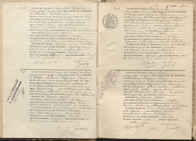 Naissances, mariages, décès (1903-1912).