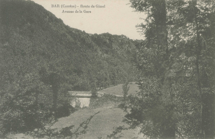 Bar : "Bar (Corrèze) - Route de Gimel - avenue de la gare".