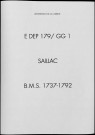 Baptêmes, mariages, sépultures (1737-1792)