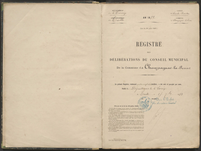 Délibérations du conseil municipal. 11 novembre 1883-19 novembre 1903