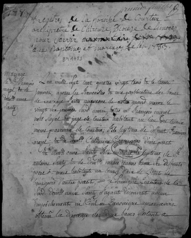 Baptêmes, mariages, sépultures puis naissances, mariages, décès (1783-1802)