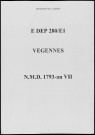 Naissances, mariages, décès (1793-1799)