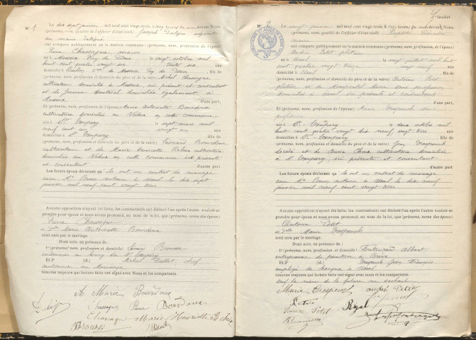 Naissances, mariages, décès (1923-1932).
