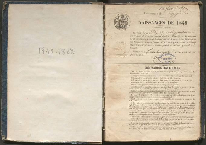 Naissances (1849-1868)