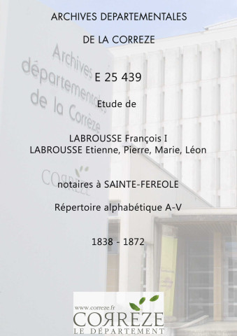 Répertoire alphabétique A-V